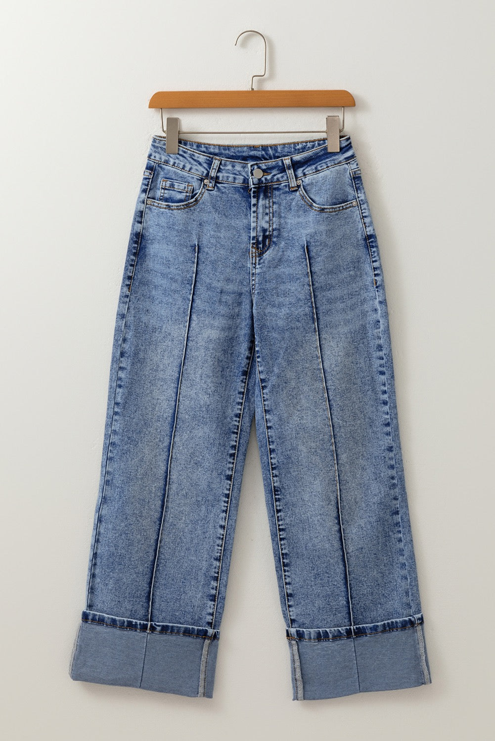 Center Seamed Cuffed Jeans