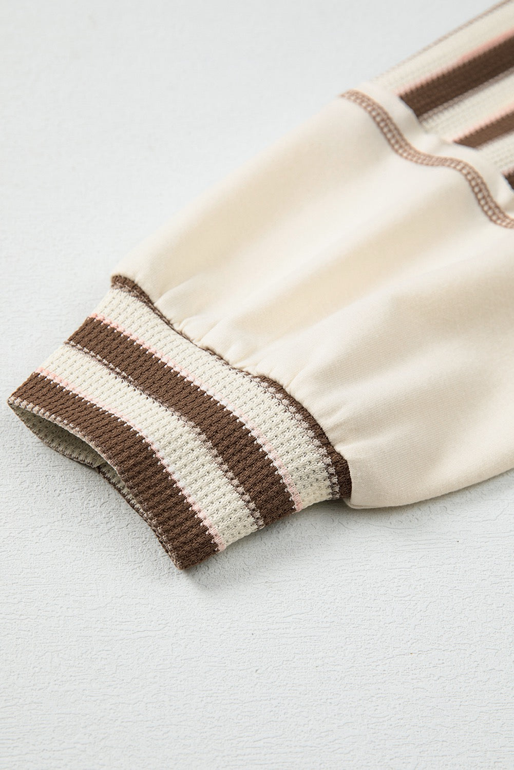Brown Stripe Patchwork Oversized Pullover