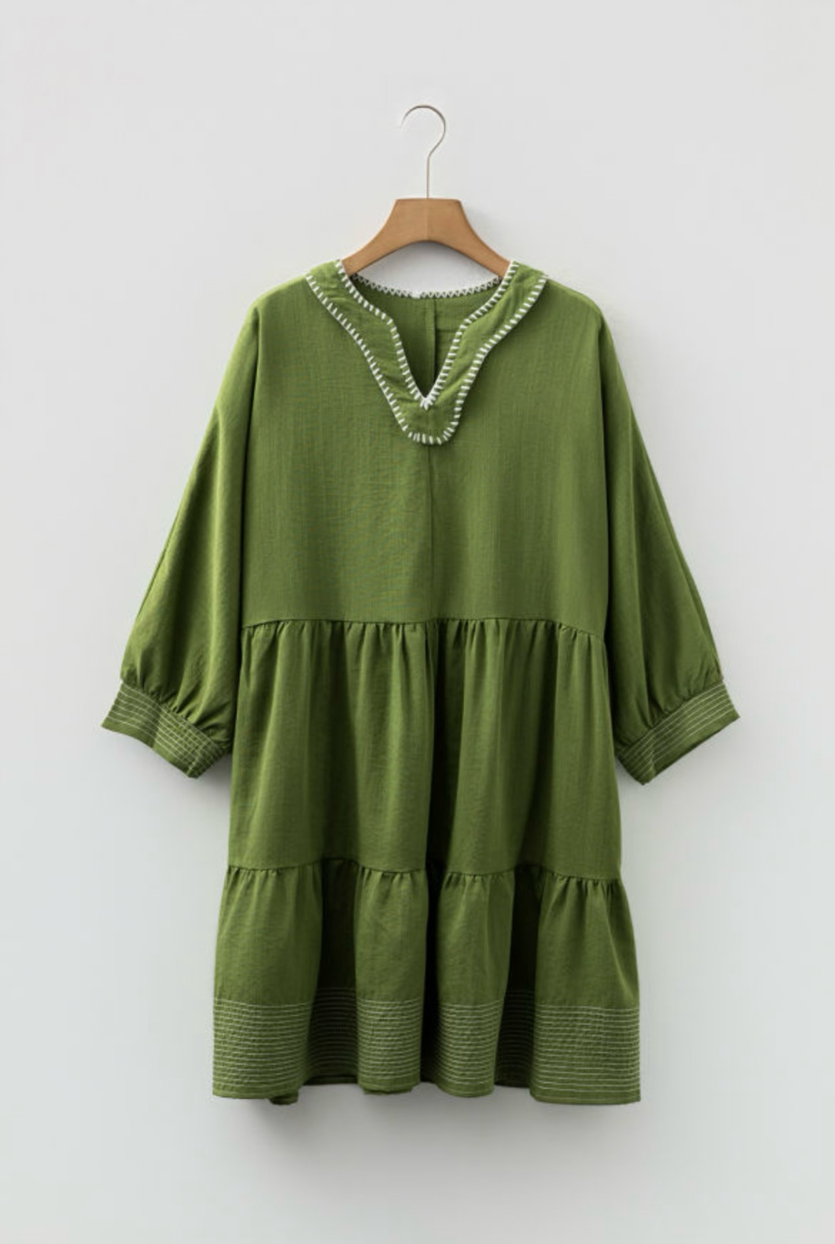Green Tiered Mini Dress