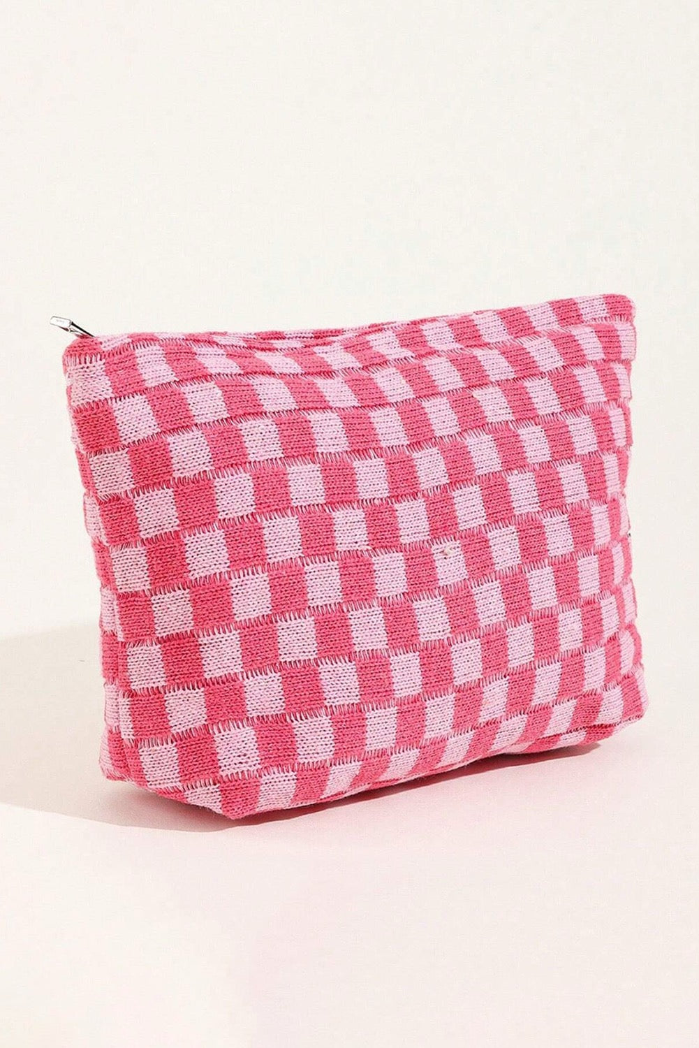 Pink Checkered Cosmetic Bag ￼