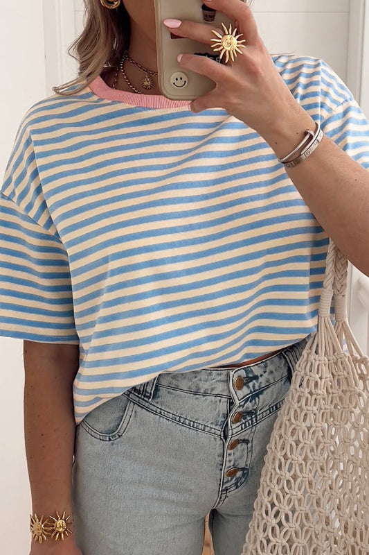 Sky Blue Striped Top