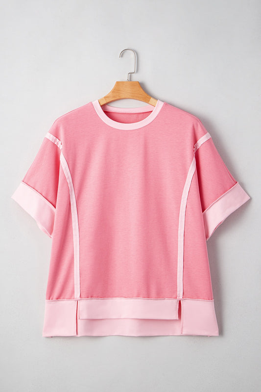PLUS Peach Blossom Raw Seam Top