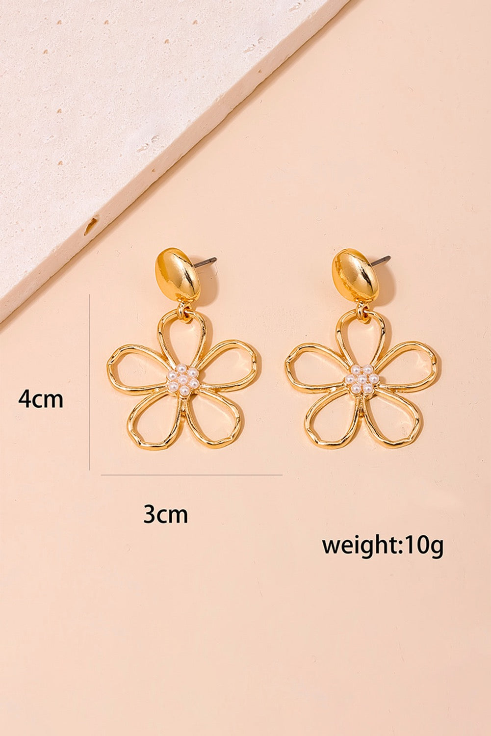 Gold Pearl Flower Earrings