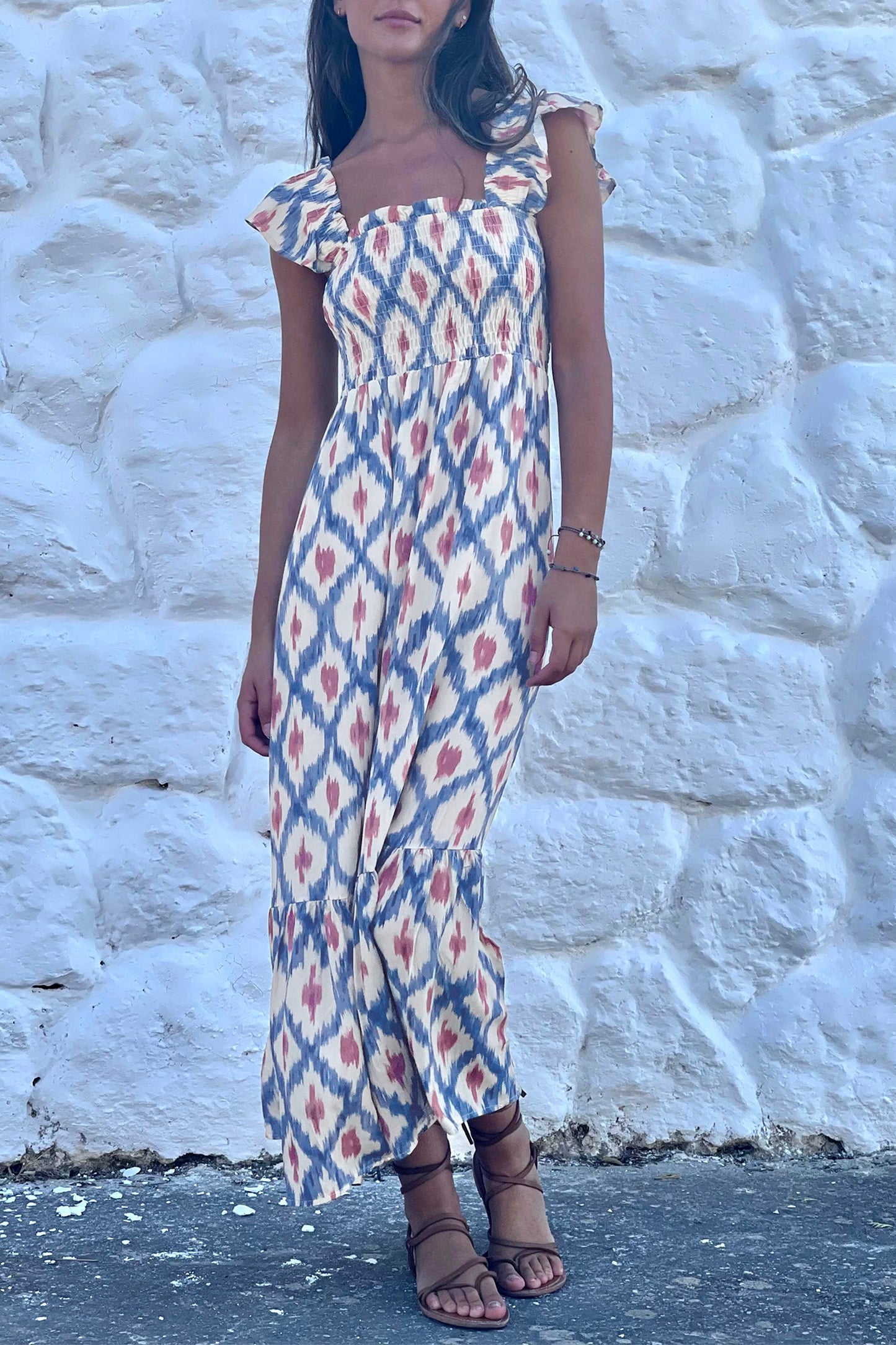Maxi Blue Geometric Dress