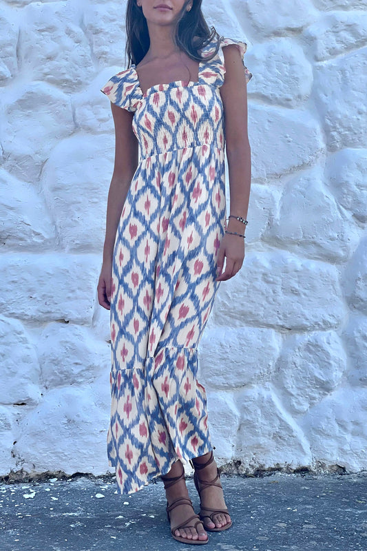 Maxi Blue Geometric Dress