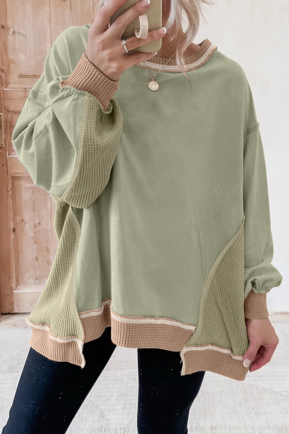 Green Color Block Sweatshirt
