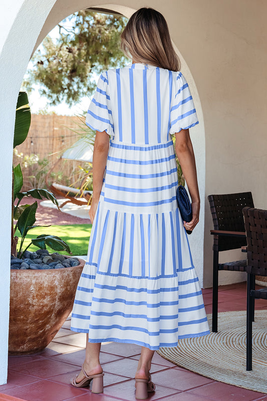 Sky Blue Striped Dress