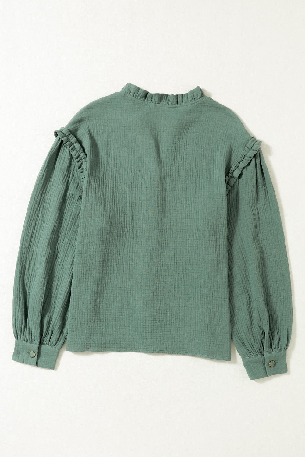Green Crinkle Long Sleeve Top