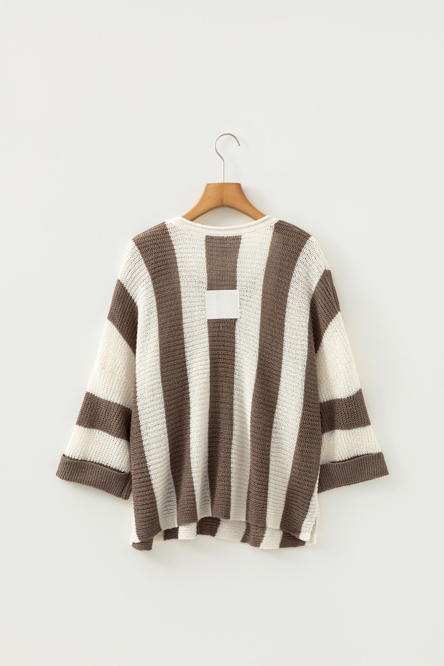 Brown Striped Bracelet Sleeve Sweater