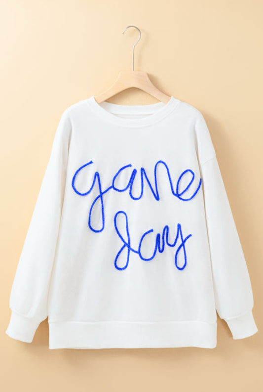 White & Blue Game Day Pullover