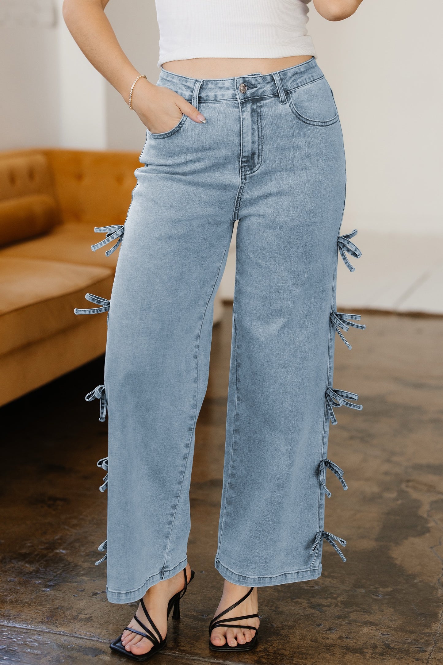 Bow Knot Straight Jeans