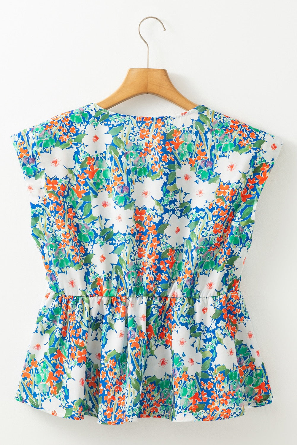 Green Floral Peplum Top