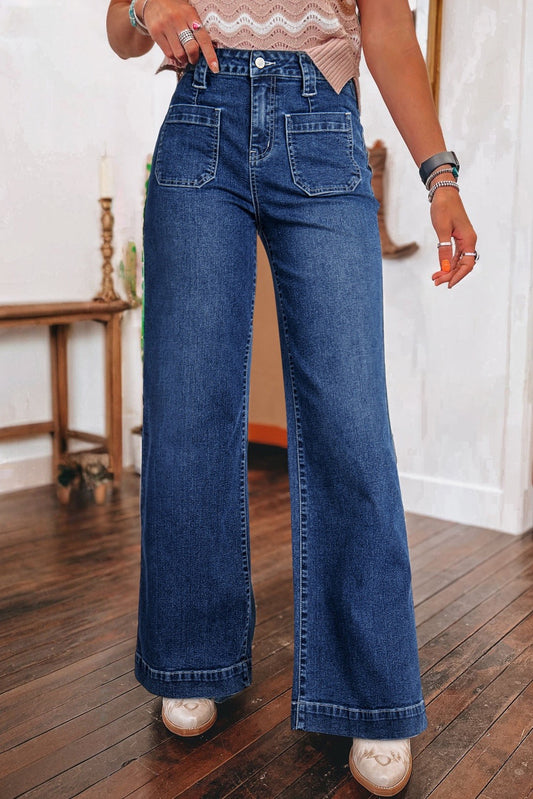 Sail Blue Wide Leg High Waisted Jeans
