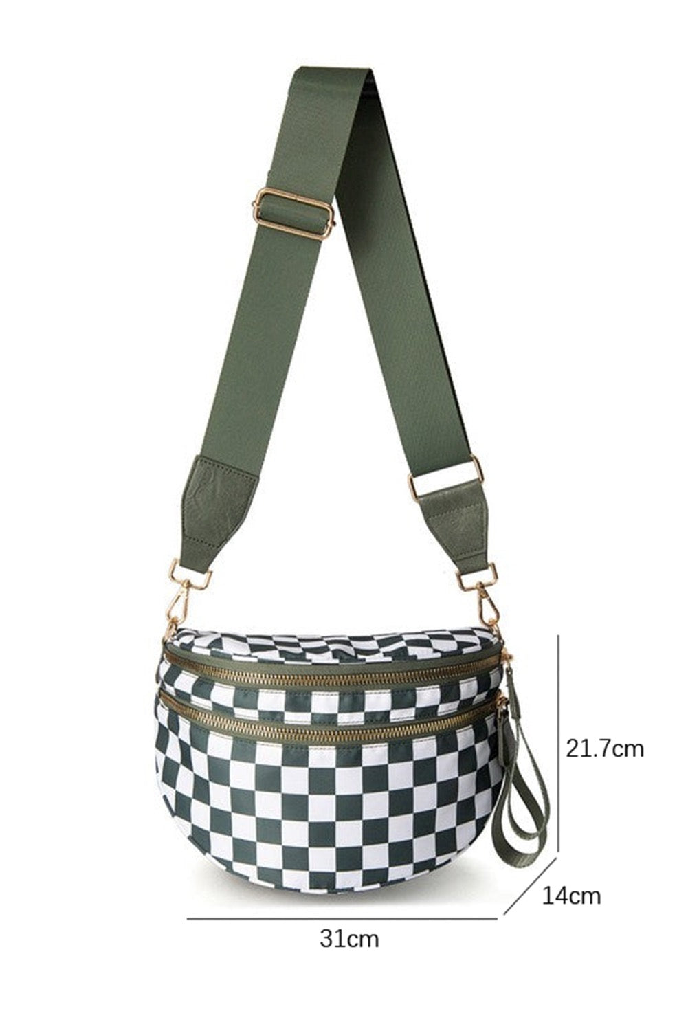 Green Checkered Crossbody