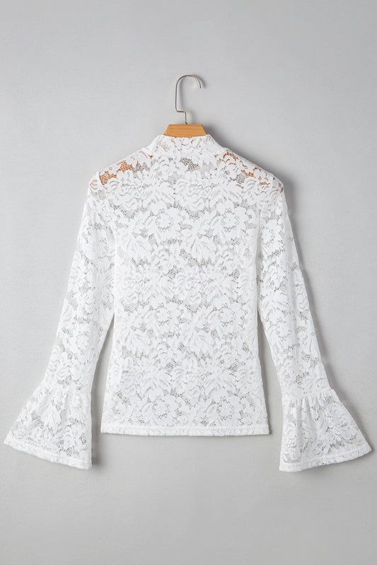 White Lace Long Sleeve Top