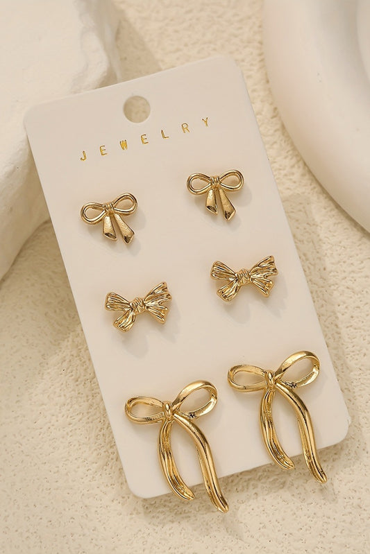 Gold Plated Stainless Alloy Bow Earring Set