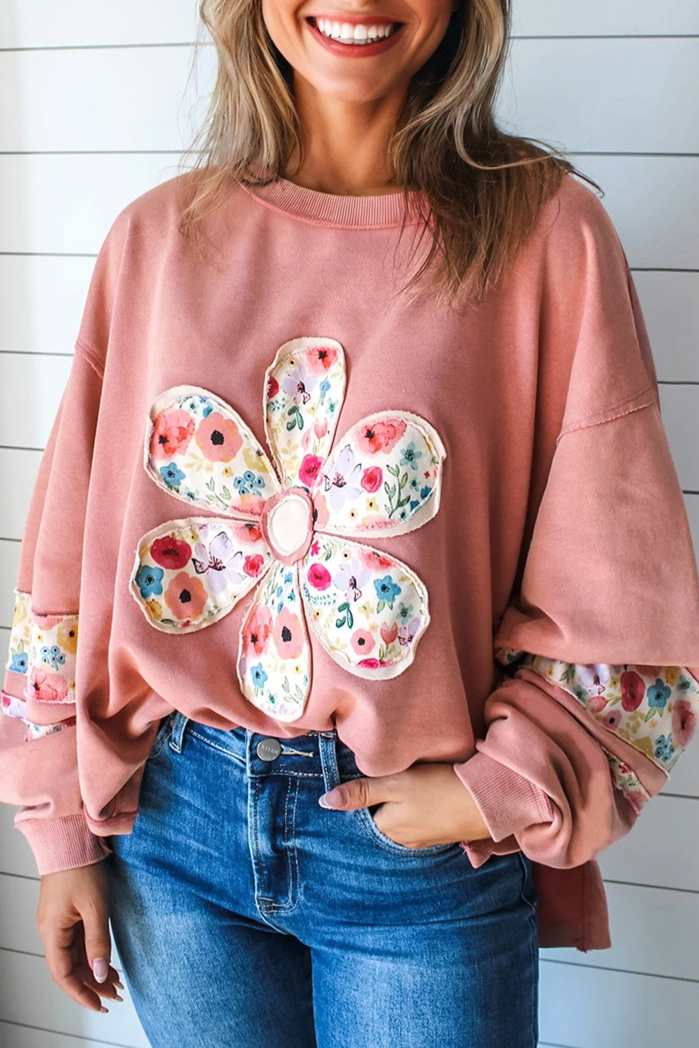 Pink Floral Pullover