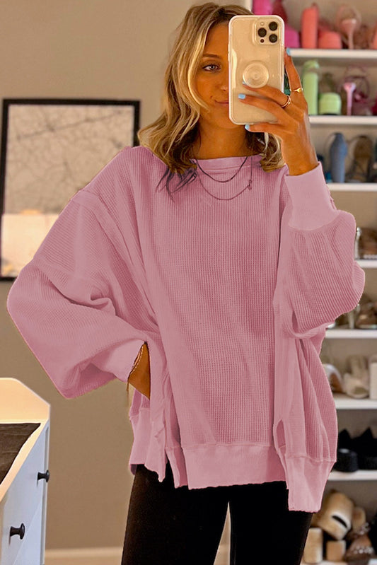 Pink Waffle Knit Pullover