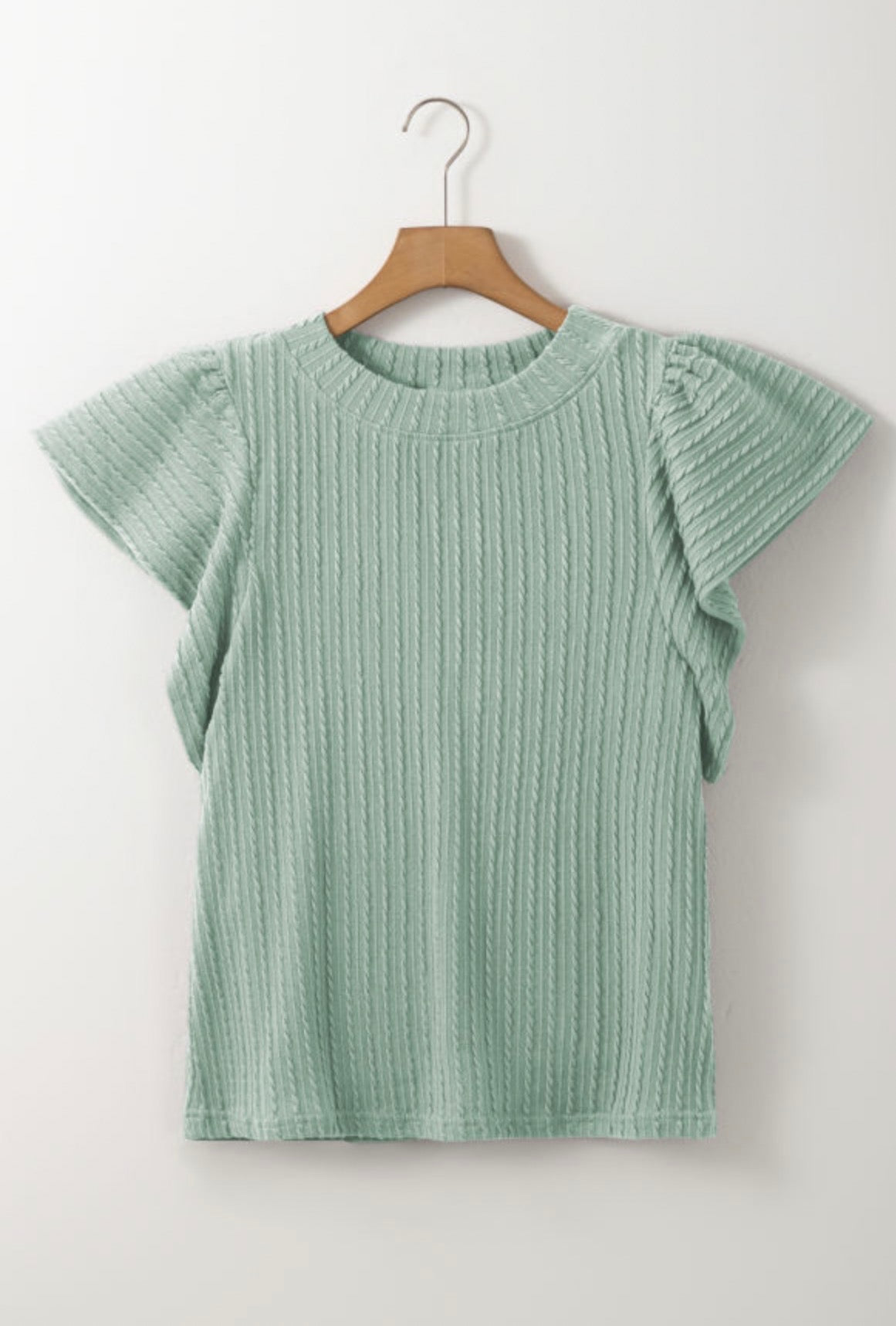Moonlight Jade Top with Flutter Sleeve