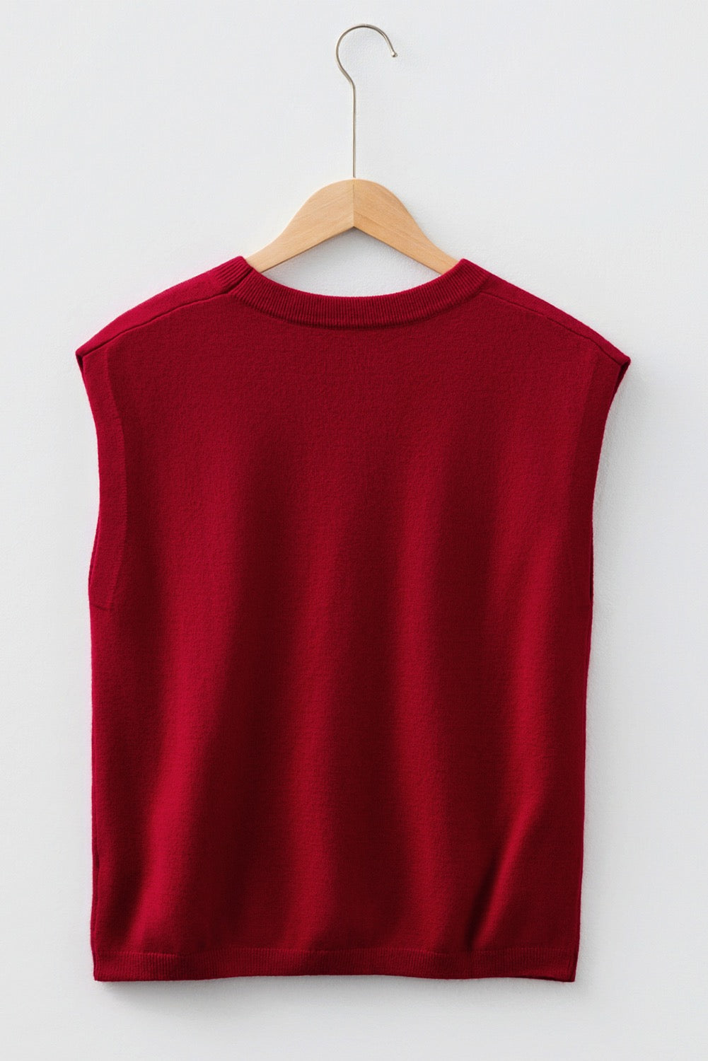 Red Sleeveless Knit Sweater