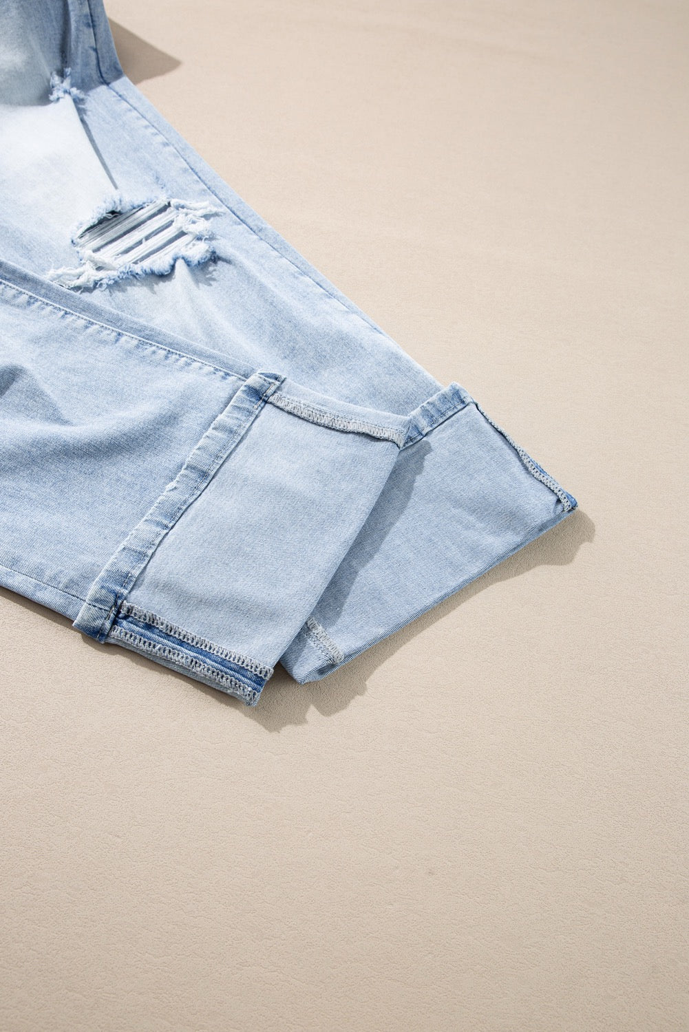 Light Wash Distressed Straight Jeans
