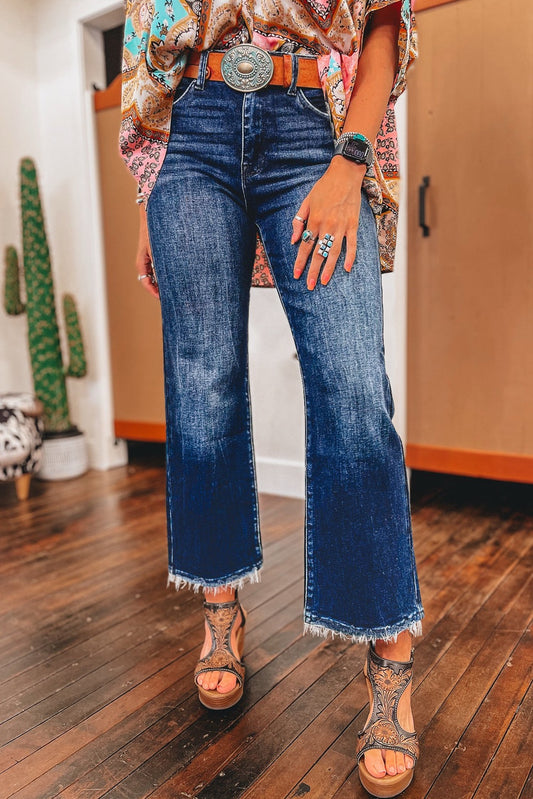 Sail Blue Distressed Cropped Jeans