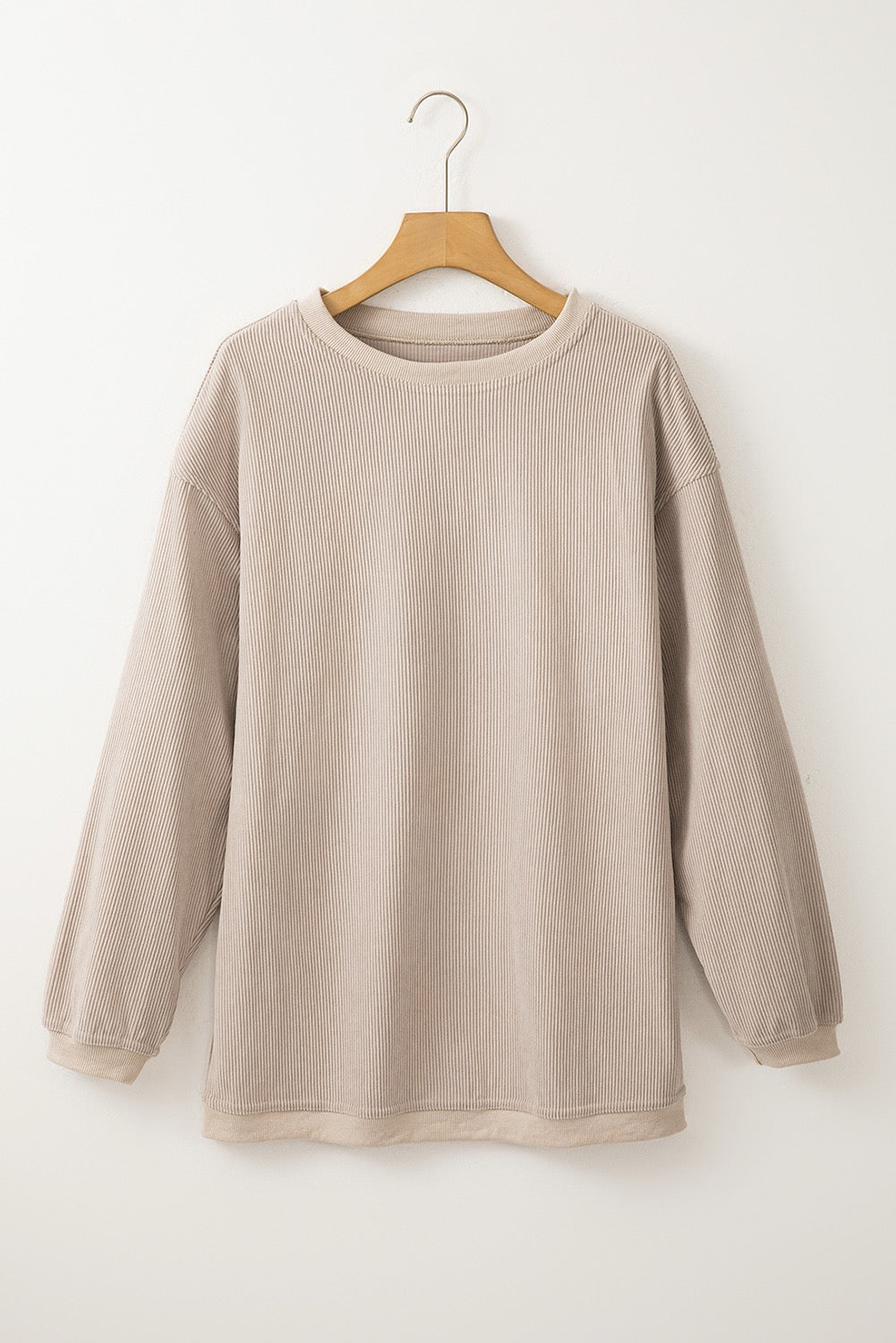 Oatmeal Ribbed Corduroy Pullover