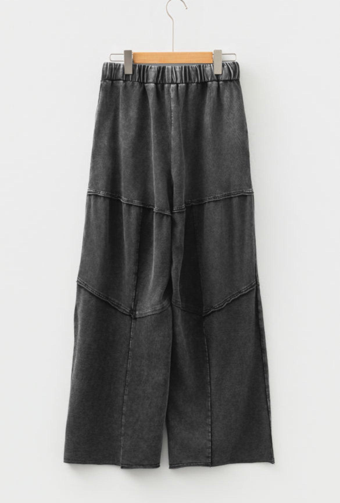 Black Mineral Wash Wide Leg Pants