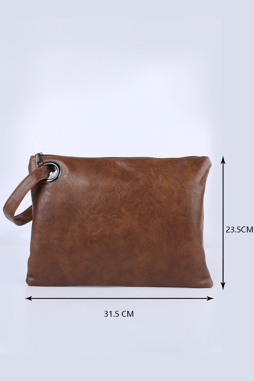 Brown Oversized Leather Clutch