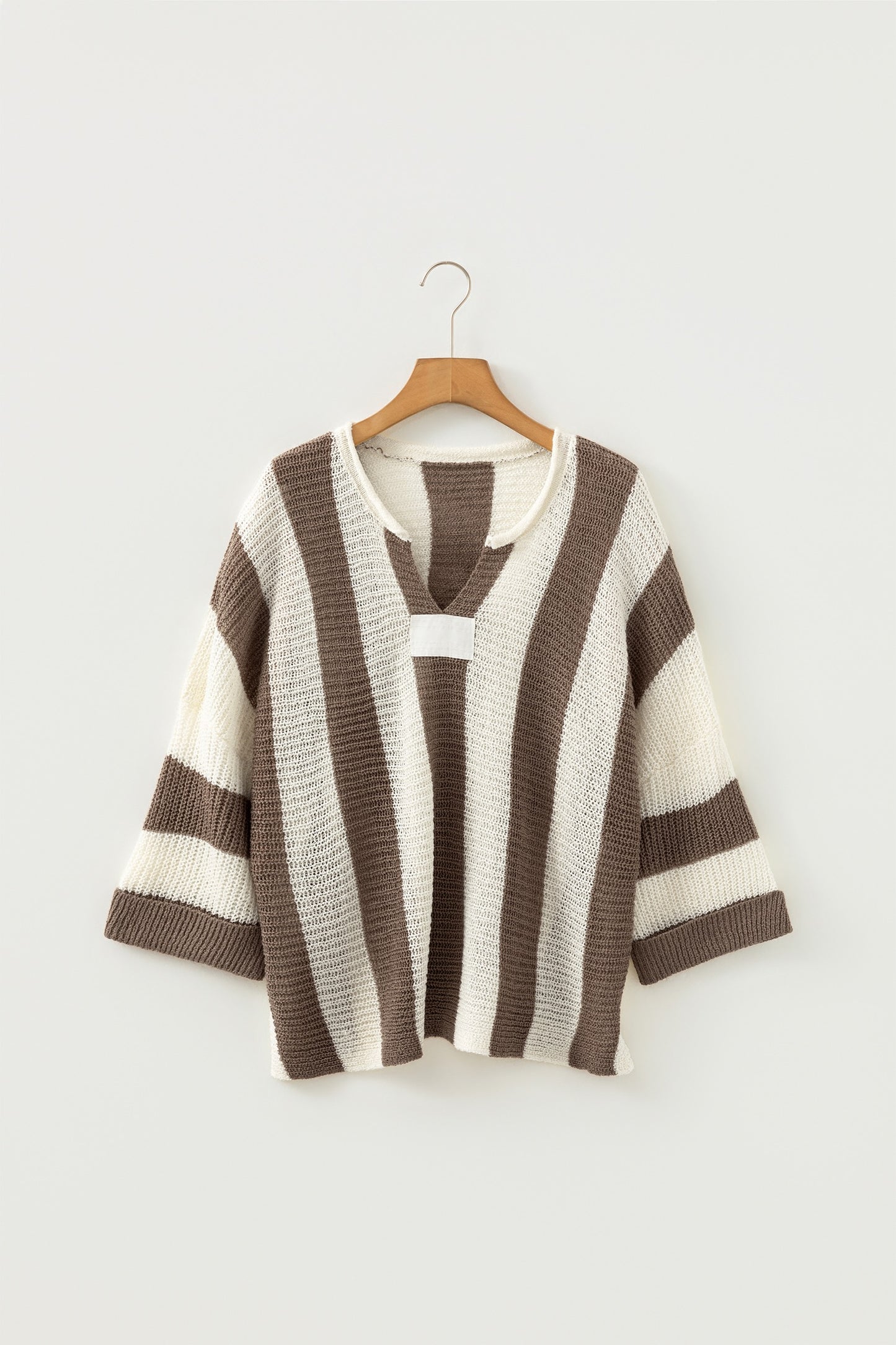 Brown Striped Bracelet Sleeve Sweater