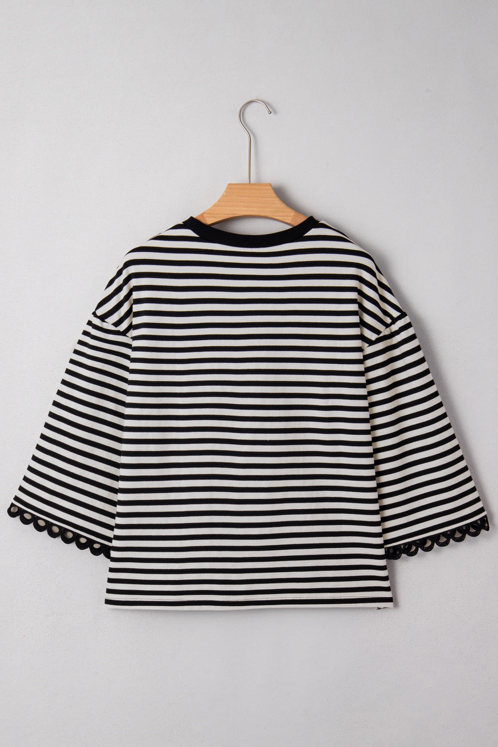 Black Striped Quarter Sleeve Top