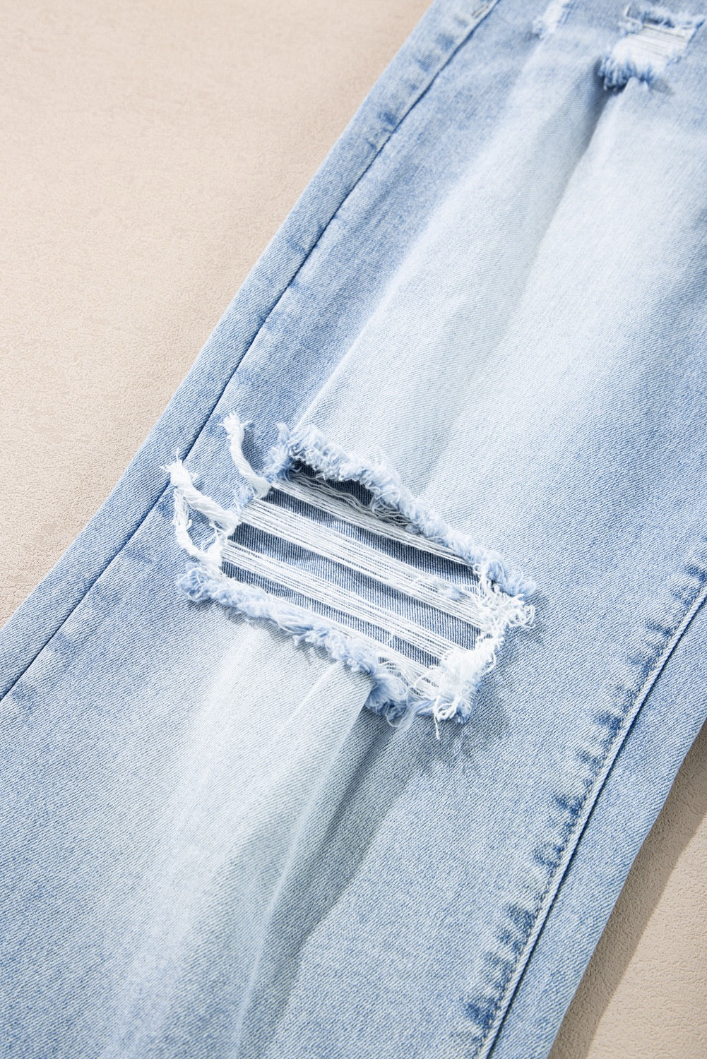 Light Wash Distressed Straight Jeans