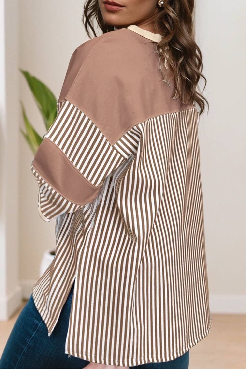 PLUS Khaki Patchwork Top