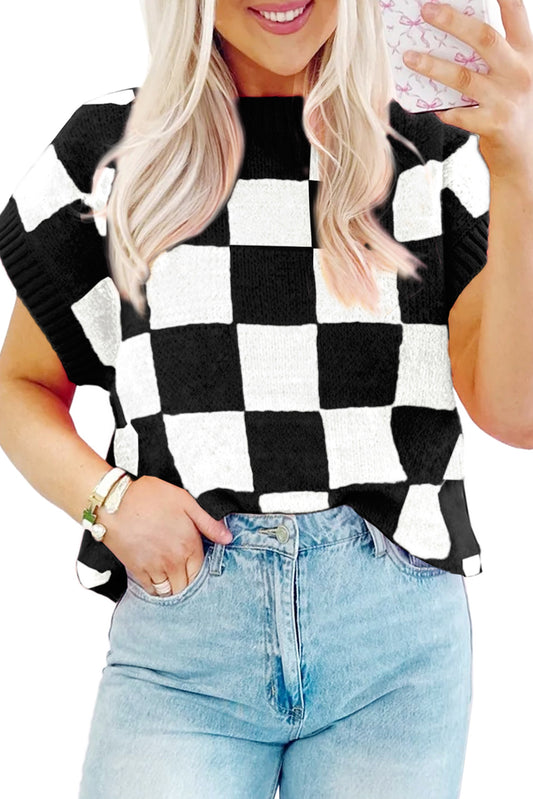 Black Plaid Sweater Tank